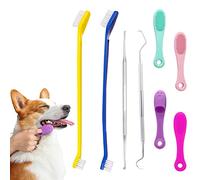 Zayookey 8 Pièces Brosse à Dents pour Chien Kit Brosse à Dents Doigt Animaux Brosses à Dents à Double Tête Élimine les Dépôts et le Tartre Soin Dentaire Dog Toothbrush pour Chien et Chat