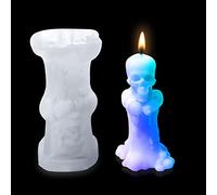Zayookey Crâne Moules à Bougies en Silicone Pilier Moule Tête de Mort Moule en Résine pour Moules à Savon Époxy de Coulée Candle Mold DIY Décoration de la Maison Artisanat