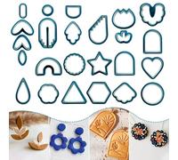 Zayookey Lot De 25 Emporte-Pièces en Aargile Polymère Boucles D'oreilles Set Emporte Pièce Pâte Polymère de Boucle D'oreille Fleur Cutters D'argile Polymèr 25 Formes en Argile Bleu