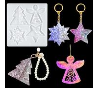 Zayookey Moule en Résine de Noël Christmas Pendant Resin Molds MouIle en Silicone Pendentif Noel Moulage de Coulée Ornement de Noël pour DIY Porte-clés Décoration de la Maison