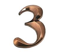 Zayookey Numéro de Maison 3D Numéros d'adresse 7 cm Numéro de Porte Bronze Plastic House Number pour Hôtel, Appartement, Porte, Mur, Boîte aux Lettres (Numéro de porte 3)