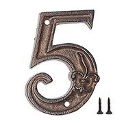 Zayookey Numéro de Maison Chiffre en Fer Forg Numéro D'adresse Retro 4.7 Pouces (12 cm) Iron House Numbers pour Porte du Jardin Boîte aux Lettres (Numéro 5)