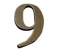 Zayookey Numéro de Maison en Antiquité le Cuivre Numéros de Porte 4 Pouces (10 cm) Numéro de Adresse Métal Numéro 3D Auto-Adhésif Modern Alloy House Number (Door Number 9)
