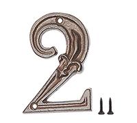 Zayookey Numéro de Maison en Métal Numéro de Porte Style Rétro Numéro D'adresse 4.7 Pouces Metal House Numbers pour boîte aux Lettres (Numéro 2)