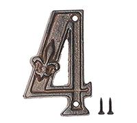 Zayookey Numéro de Maison en Métal Numéro de Porte Style Rétro Numéro D'adresse 4.7 Pouces Metal House Numbers pour boîte aux Lettres (Numéro 4)