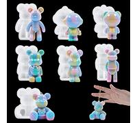 Zayookey Porte-clés Moule de Résine, Ours Moules en Silicone, 3D Animal Keychain Resin Mold Pendentif Coulée en Résine époxy avec Trou pour DIY Pendentif Ornements Bijoux