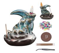 Zayookey Porte-encens Lune Brûleur D'encens à Reflux Brûle Encens Incense Burner Refoulement Porte-encens en Céramique à Cascade pour Bureau Maison Yoga (A)