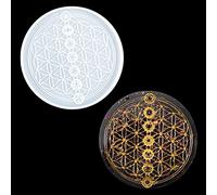 Zayookey Résine Epoxy Moule Fleur de Vie Moules Silicone Plateau Epoxy Divination Moul d’Astrologie Coaster Resin Mold Tray pour Tarot, de Sorcellerie, Décoration de Maison (Plateau Moule C)