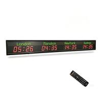 Zayuzo Horloge Mondiale LED Élégante Avec Télécommande, Trois Niveaux De Luminosité Réglables, Synchronisation Automatique WiFi, Affichage Multi-fuseaux Horaires, Support Mural/suspension, Pour Bureau