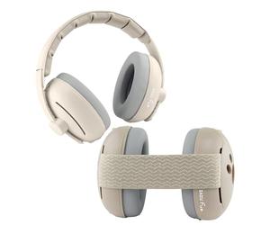 ZAZU Ensemble de serre-tête et bandeau de protection auditive pour enfants Protection contre le bruit pour bébés et tout-petits de 0 à 48 mois Doux, réglable et réglable en couleurs (Beige)