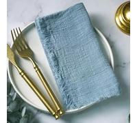 ZAZUZU 10/20/30/50 pièces 42 * 42 cm Bleu Marine Gaze de Coton Serviette Rustique Tapis de Table Serviette en Gaze Serviette en étamine avec Serviette à Franges