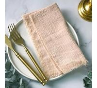 ZAZUZU 10/20/30/50 pièces 42 * 42 cm Bleu Marine Gaze de Coton Serviette Rustique Tapis de Table Serviette en Gaze Serviette en étamine avec Serviette à Franges