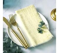 ZAZUZU 10/20/30/50 pièces 42 * 42 cm Bleu Marine Gaze de Coton Serviette Rustique Tapis de Table Serviette en Gaze Serviette en étamine avec Serviette à Franges