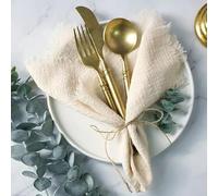 ZAZUZU 10/20/30/50 pièces 42 * 42 cm Bleu Marine Gaze de Coton Serviette Rustique Tapis de Table Serviette en Gaze Serviette en étamine avec Serviette à Franges