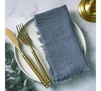 ZAZUZU 10/20/30/50 pièces 42 * 42 cm Bleu Marine Gaze de Coton Serviette Rustique Tapis de Table Serviette en Gaze Serviette en étamine avec Serviette à Franges
