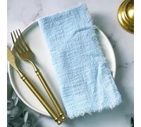 ZAZUZU 10/20/30/50 pièces 42 * 42 cm Bleu Marine Gaze de Coton Serviette Rustique Tapis de Table Serviette en Gaze Serviette en étamine avec Serviette à Franges