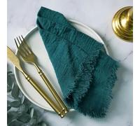 ZAZUZU 10/20/30/50 pièces 42 * 42 cm Bleu Marine Gaze de Coton Serviette Rustique Tapis de Table Serviette en Gaze Serviette en étamine avec Serviette à Franges