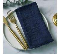 ZAZUZU 10/20/30/50 pièces 42 * 42 cm Bleu Marine Gaze de Coton Serviette Rustique Tapis de Table Serviette en Gaze Serviette en étamine avec Serviette à Franges