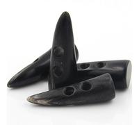 ZAZUZU 50 x 20 cm 5/10 boutons à bascule en corne véritable véritable noir naturel en forme d'olive pour couture, tricot, duffle-coat