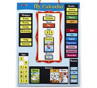 ZazzyKid Magnetic Calendar & Weather Chart for Kids - Preschool Daily Calendar Learning for Days of the Week, Months, Weather & Season Blue