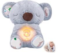 ZBATHTOY Schlummer Koala Doudou loutre avec battement de cœur, loutre avec mouvement respiratoire et musique Anixety Koala Teddy pour bébé tout-petit (gris)
