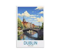 ZBBGGOZ Affiches Poster de voyage vintage Dublin Irlande 20 x 30 cm Impression sur toile Décoration moderne pour chambre à coucher