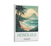 ZBBGGOZ Honolulu Hawaii Poster vintage de voyage sur toile pour chambre à coucher 20 x 30 cm