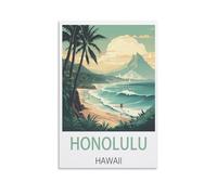 ZBBGGOZ Honolulu Poster de voyage vintage hawaïen sur toile 30 x 45 cm Impression artistique moderne pour chambre à coucher