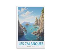 ZBBGGOZ Poster de voyage vintage Les Calanques Marseille - Impression sur toile - Décoration moderne pour chambre à coucher - 30 x 45 cm
