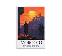 ZBBGGOZ Poster de voyage vintage Maroc Afrique du Nord sur toile - Impression d'art moderne pour chambre à coucher - 20 x 30 cm