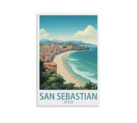 ZBBGGOZ Poster de voyage vintage sur toile de Saint-Sébastien Espagne (20 x 30 cm) - Décoration murale moderne pour chambre à coucher