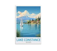ZBBGGOZ Poster de voyage vintage sur toile du lac de Constance Autriche (20 x 30 cm) - Décoration murale moderne pour chambre à coucher
