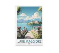 ZBBGGOZ Poster de voyage vintage sur toile sur le lac Majeur, Italie, 50 x 75 cm, décoration murale moderne pour chambre à coucher