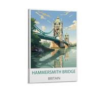 ZBBGGOZ Poster vintage Hammersmith Bridge Britain - Impression sur toile - Décoration murale moderne pour chambre à coucher (60 x 90 cm)