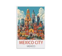 ZBBGGOZ Poster vintage sur toile de Mexico City Mexico - Décoration murale moderne pour chambre à coucher - 20 x 30 cm