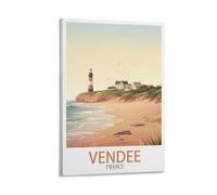 ZBBGGOZ Vendée France Poster de voyage vintage sur toile Décoration murale moderne pour chambre à coucher 20 x 30 cm
