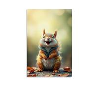 ZBBZJYHH Affiches d'animaux qui montrent le rire d'écureuil pour vous à chaque fois - Décoration murale artistique moderne à suspendre - 60 x 90 cm