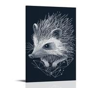 ZBBZJYHH Hérisson géométrique défini par des lignes douces et des motifs ensemble harmonieusement sur fond solide. Décoration murale artistique moderne à suspendre 30 x 45 cm