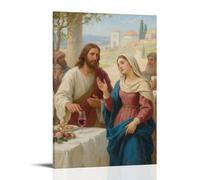 ZBBZJYHH Mary at Cana Wedding Rappel de Jésus du vin Décoration murale artistique moderne à suspendre 20 x 30 cm
