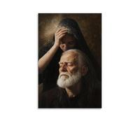 ZBBZJYHH Mary Brushes Dust from An Old Man's Face, Revealing The Shine of A Forgotten Saint. Poster mural artistique moderne à suspendre 20 x 30 cm