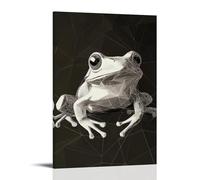 ZBBZJYHH Portrait de grenouille géométrique élégamment défini par des lignes géométriques douces sur un fond solide. Poster mural artistique moderne à suspendre 20 x 30 cm