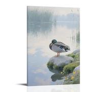ZBBZJYHH Poster mural artistique moderne à suspendre avec inscription « A Duck on the Shore, Tucking Its Head Under its Wing to Sleep » (40 x 60 cm)