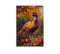 ZBBZJYHH Poster mural artistique moderne à suspendre avec inscription « A Faisan Walking Through An Orchard at Dusk, Rich in Autumn Oil Textures », 40 x 60 cm