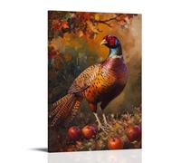 ZBBZJYHH Poster mural artistique moderne à suspendre avec inscription « A Faisan Walking Through An Orchard at Dusk, Rich in Autumn Oil Textures », 40 x 60 cm