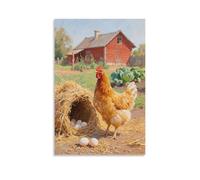 ZBBZJYHH Poster mural artistique moderne à suspendre avec inscription « A Hen Beside The Chicken Coop, Making Clucking Calls » (50 x 75 cm)