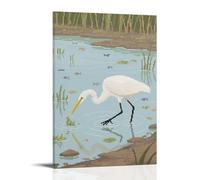 ZBBZJYHH Poster mural artistique moderne à suspendre avec inscription « A Little Egret Walking in The Shallows, Light Footsteps », 30 x 45 cm
