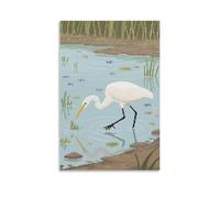 ZBBZJYHH Poster mural artistique moderne à suspendre avec inscription « A Little Egret Walking in The Shallows, Light Footsteps », 20 x 30 cm