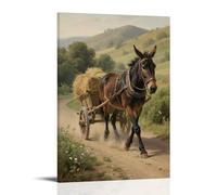 ZBBZJYHH Poster mural artistique moderne à suspendre avec inscription « A Mule Pulling A Cart on The Country Road Steady » (30 x 45 cm)