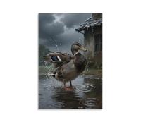 ZBBZJYHH Poster mural artistique moderne à suspendre avec un canard secouant ses plumes sous la pluie pour secouer les gouttelettes d'eau 20 x 30 cm