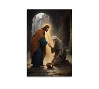 ZBBZJYHH Poster mural artistique moderne à suspendre Jésus qui se penche à l'aveugle, 60 x 90 cm